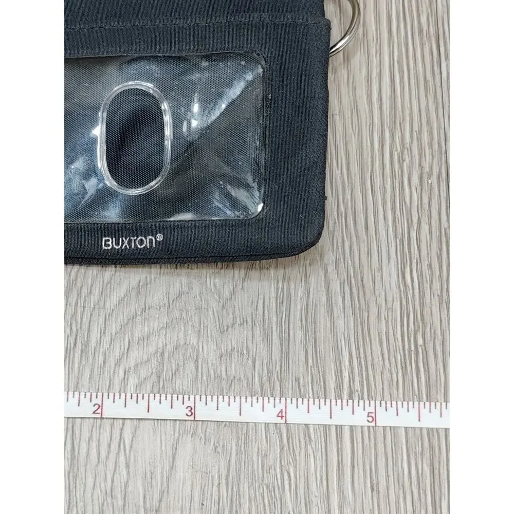 Buxton Wallet ID‎ Card Leather Black compact minimalist Zip Pouch